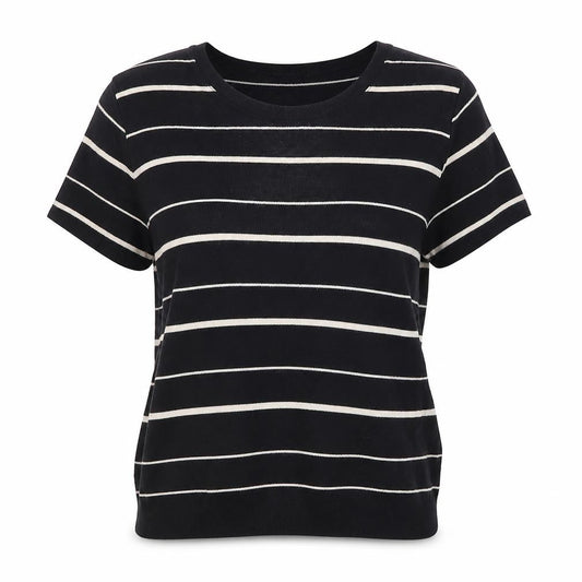 Dash Womens Black Striped  Pullover Jumper Size 10