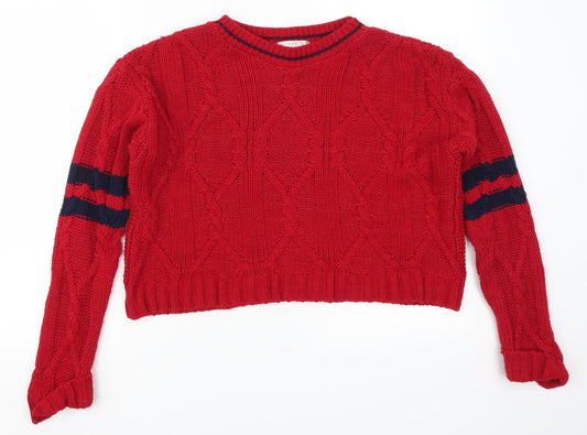 Cooperative Womens Red Striped  Pullover Jumper Size S
