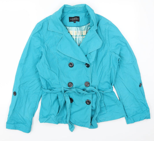 Womens UK Size 14 Debenhams Blue Pea Coat
