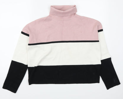 New Look Womens Pink Striped  Pullover Jumper Size M