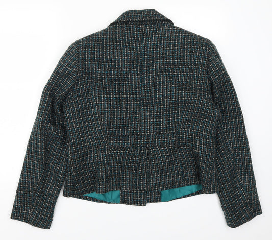 Classics Womens Blue Check  Pea Coat Coat Size 16