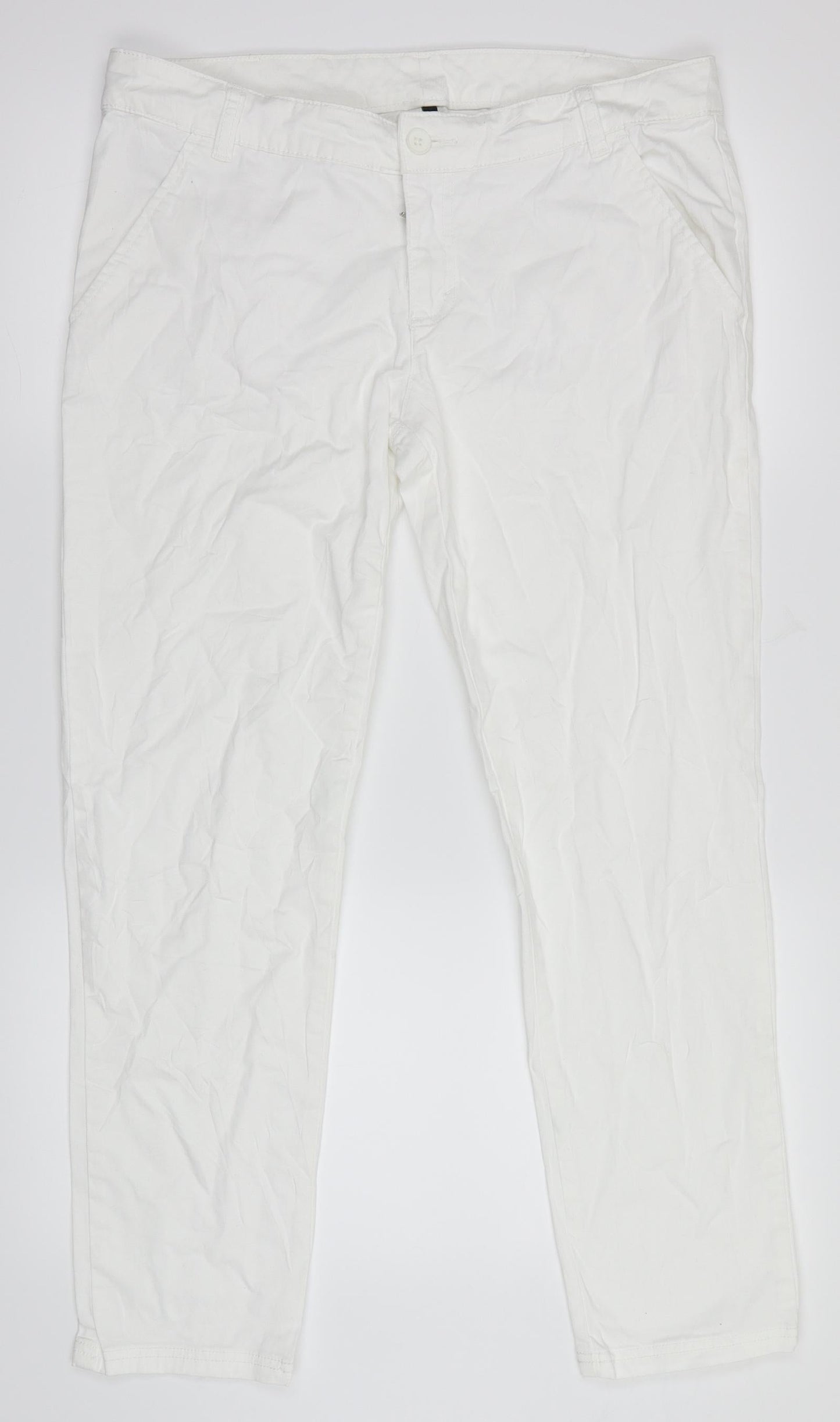 Womens UK Size 46 Benetton Regular Fit  White Trousers