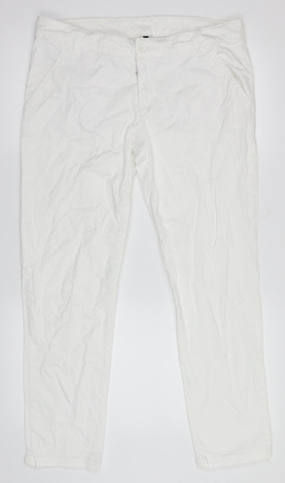 Womens UK Size 46 Benetton Regular Fit  White Trousers