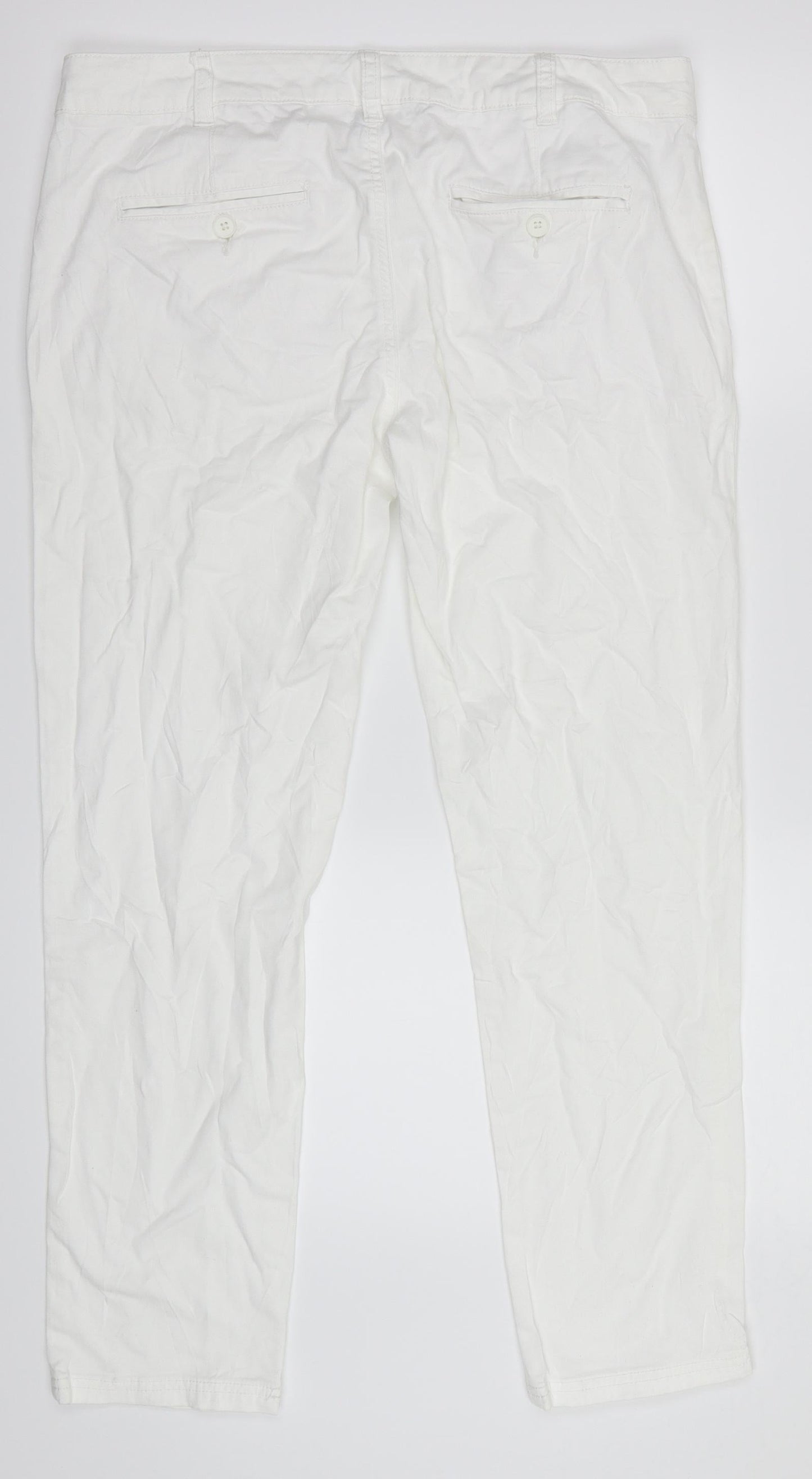 Womens UK Size 46 Benetton Regular Fit  White Trousers