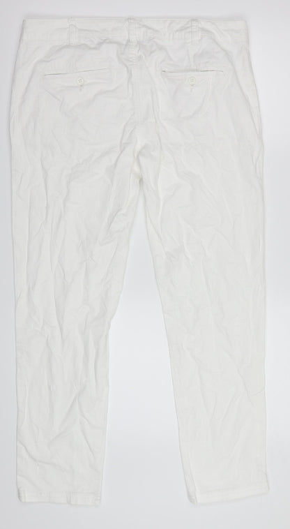 Womens UK Size 46 Benetton Regular Fit  White Trousers