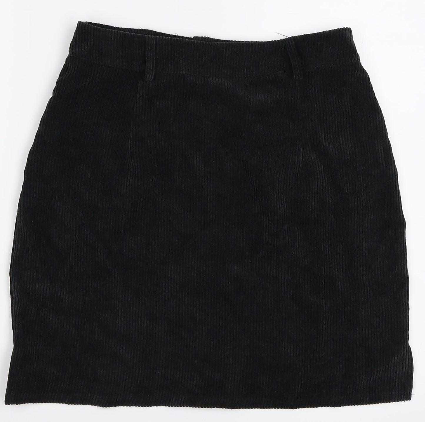 Boohoo Womens Black  Corduroy A-Line Skirt Size 8