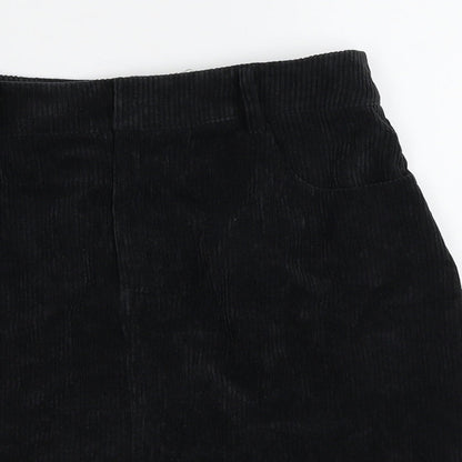 Boohoo Womens Black  Corduroy A-Line Skirt Size 8
