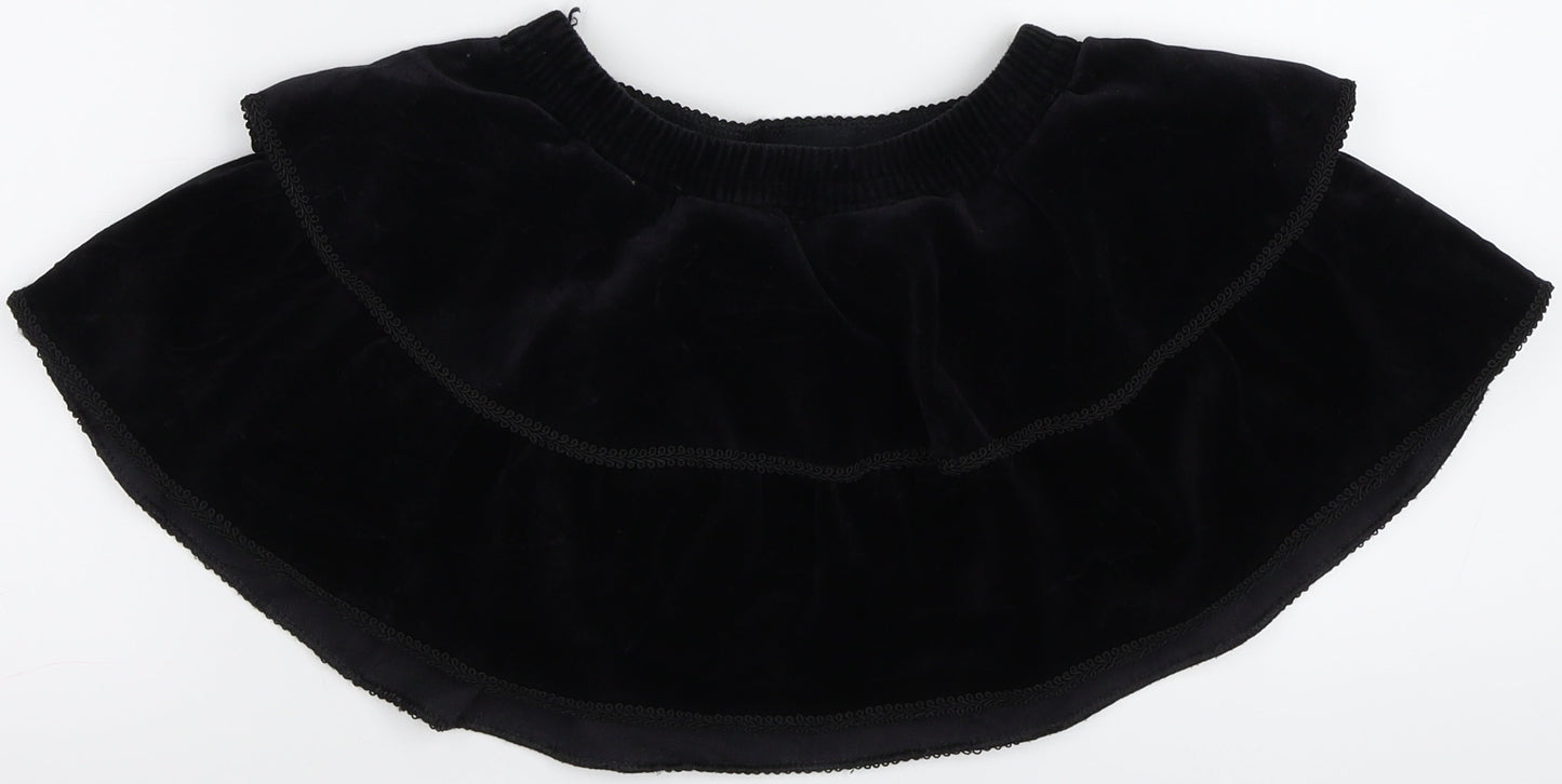 St Michael Girls Black  Corduroy Flare Skirt Size 2 Years
