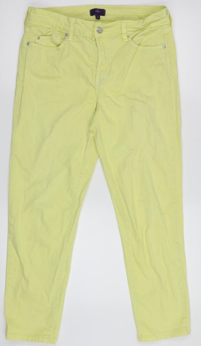 Womens UK Size 8 Preworn Slim Fit  Yellow Trousers