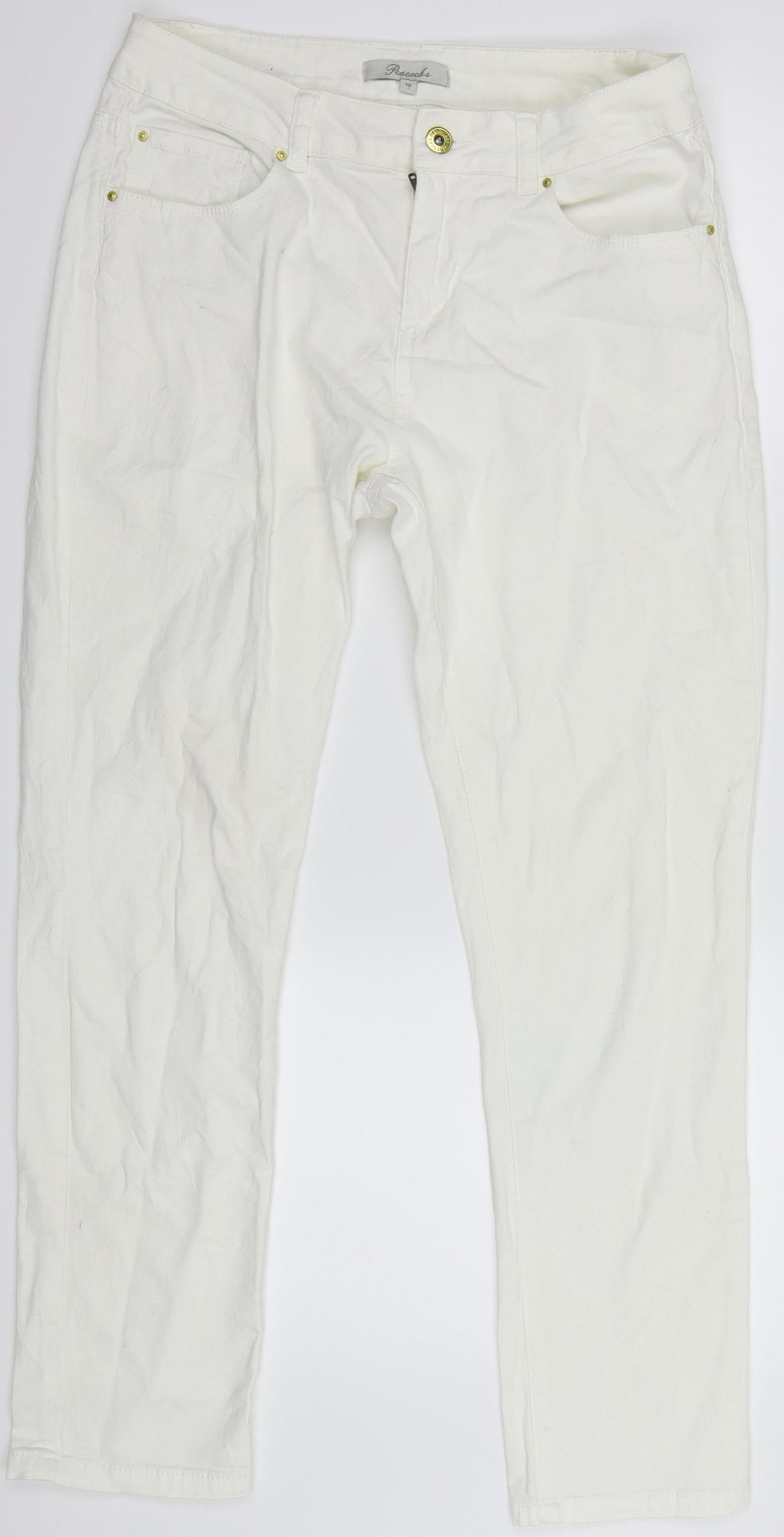 Peacocks Womens White  Denim Skinny Jeans Size 10 L27.5 in