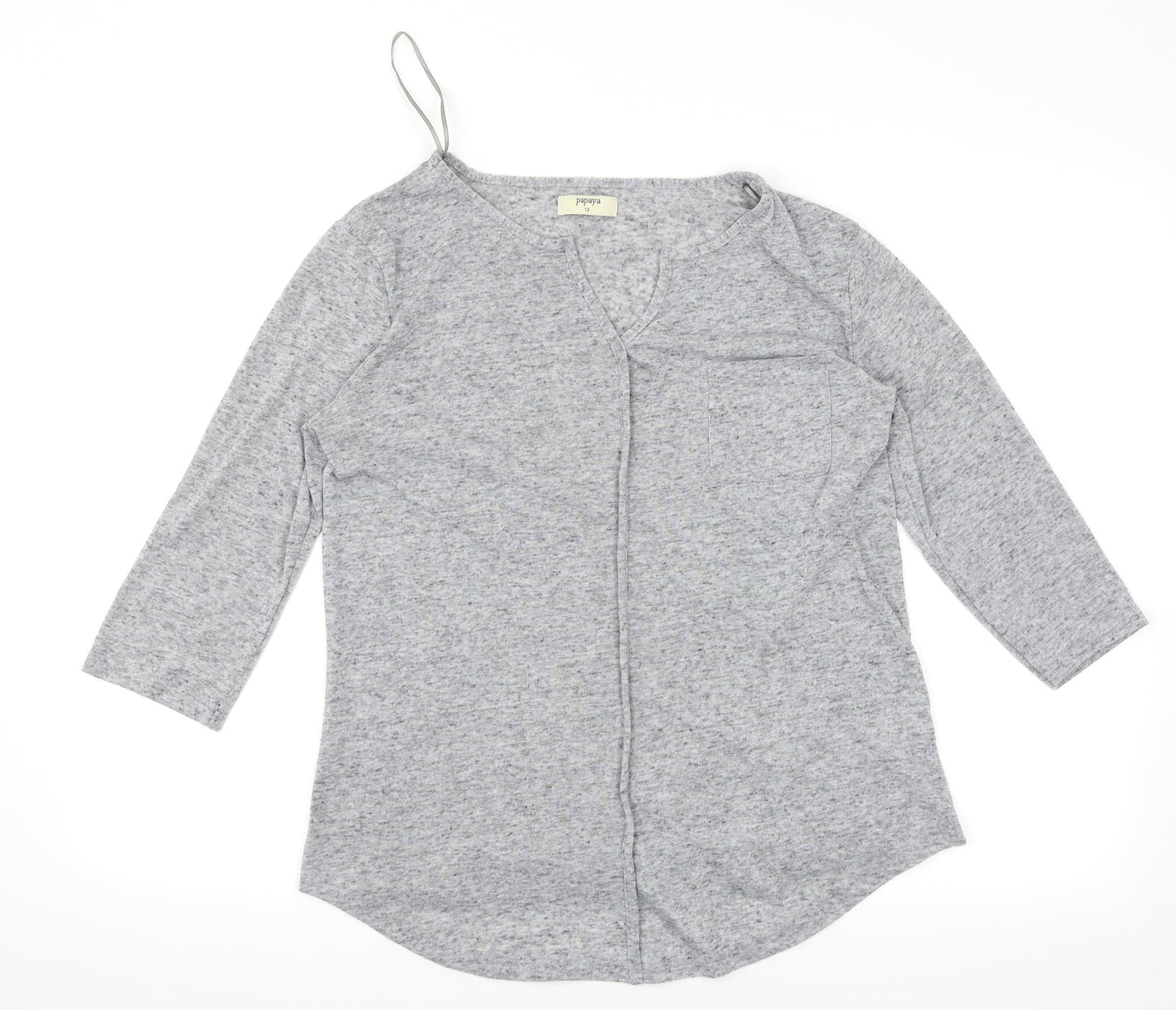 Womens UK Size 12 Papaya Grey Basic T-Shirt