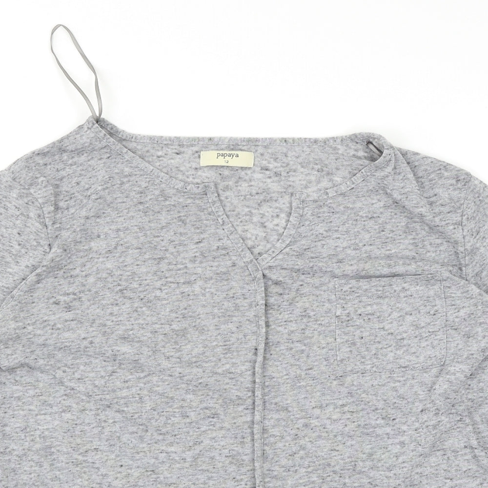 Womens UK Size 12 Papaya Grey Basic T-Shirt