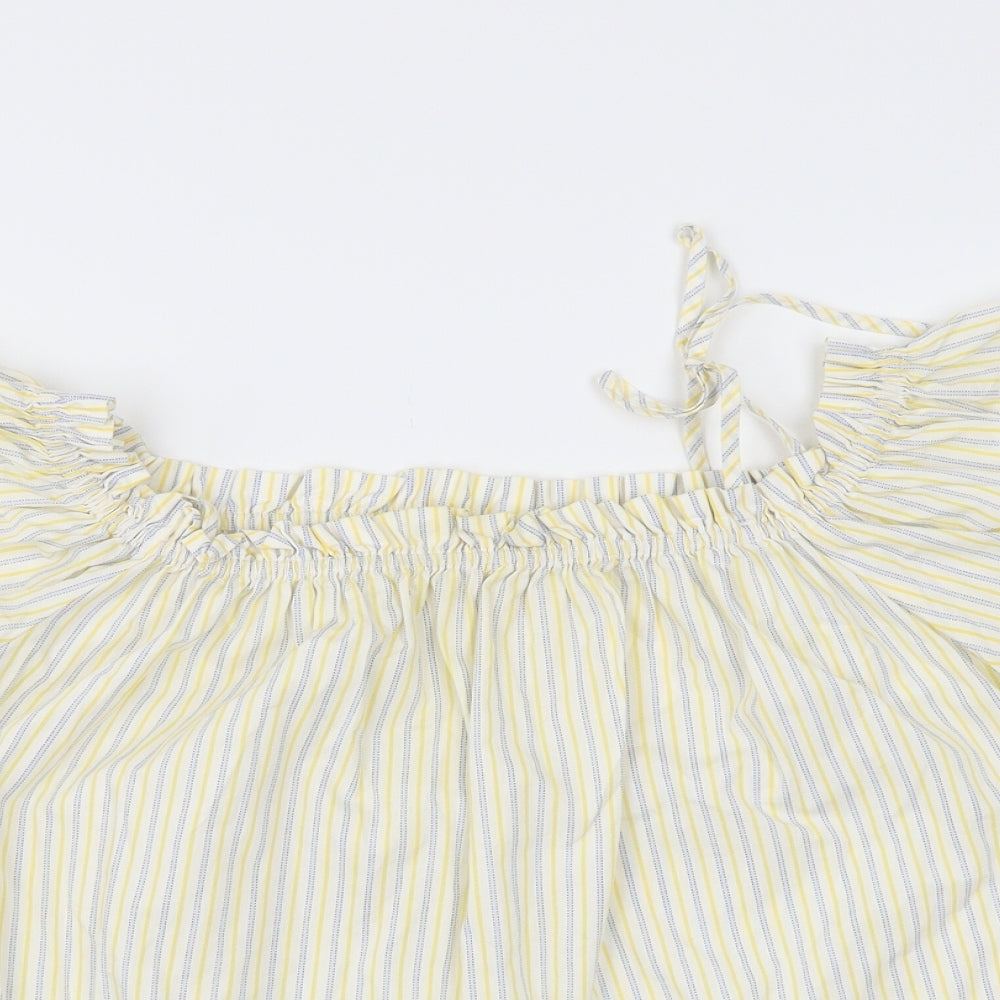 Womens UK Size 14 H&M Yellow Basic Blouse