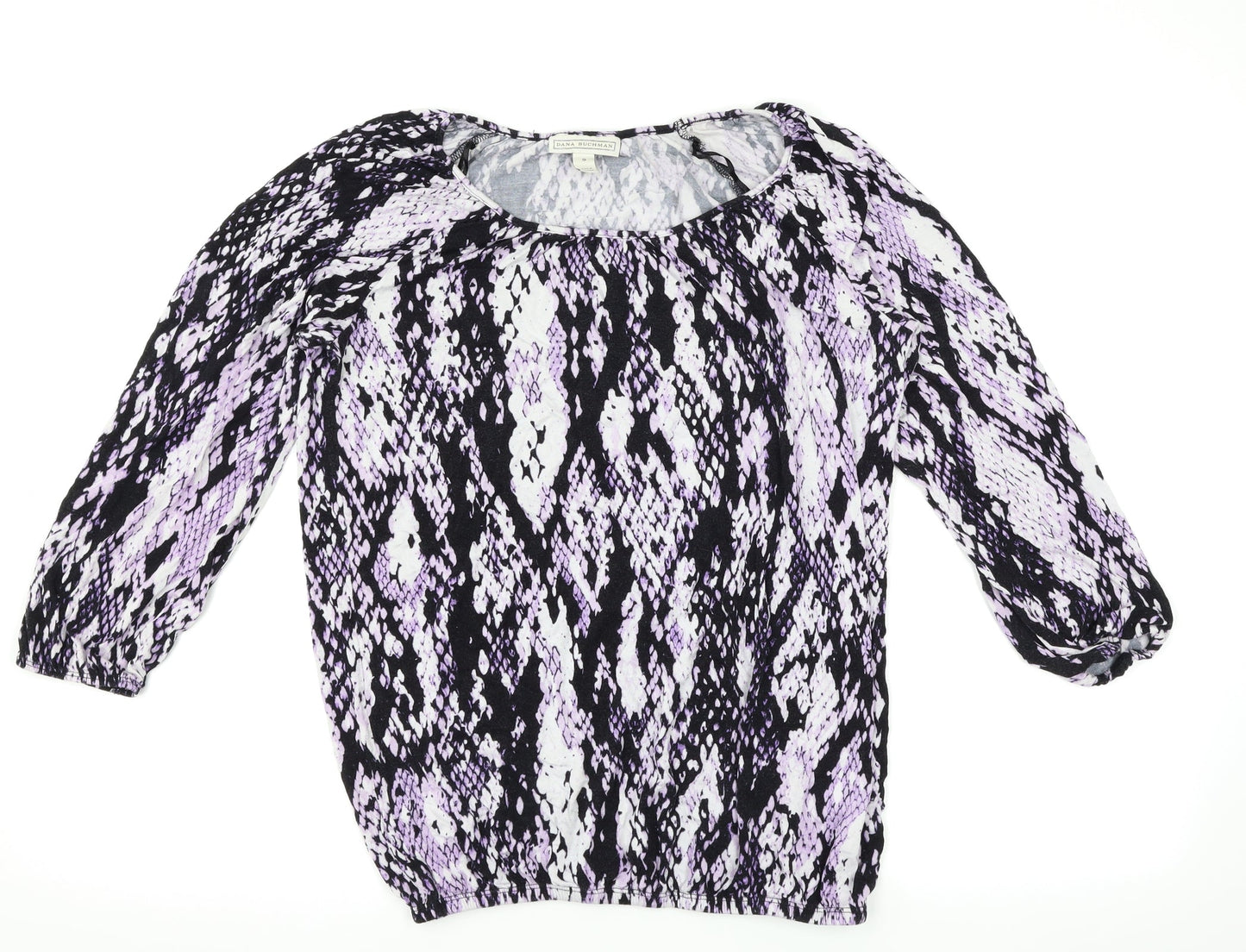 Dana Buchman Womens Purple Animal Print  Basic T-Shirt Size S