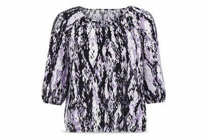 Dana Buchman Womens Purple Animal Print  Basic T-Shirt Size S