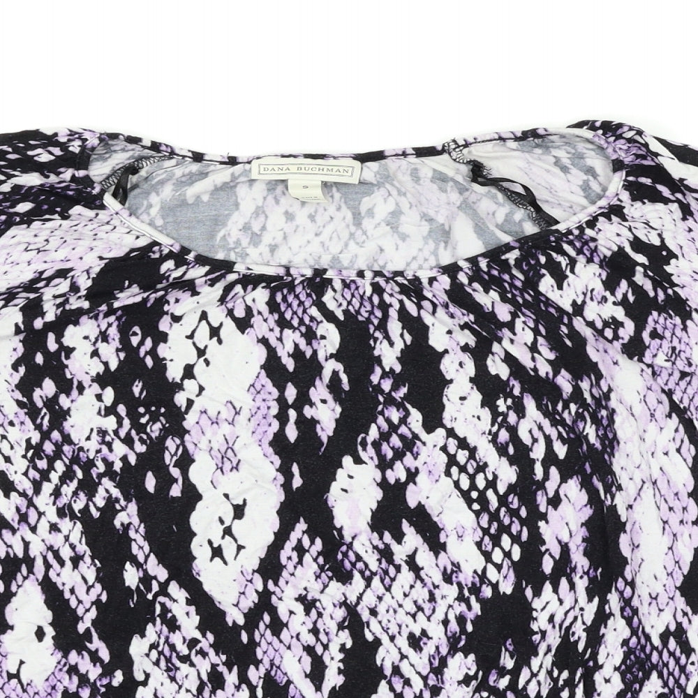 Dana Buchman Womens Purple Animal Print  Basic T-Shirt Size S