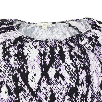 Dana Buchman Womens Purple Animal Print  Basic T-Shirt Size S