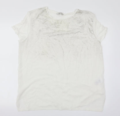 Womens UK Size 18 Peacocks White Basic T-Shirt