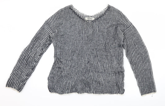 Only Womens Blue Striped Knit Pullover Jumper Size S