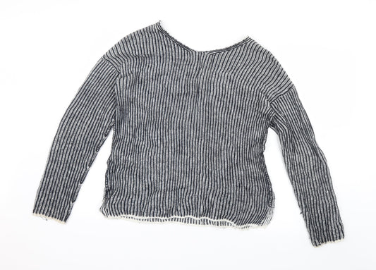Only Womens Blue Striped Knit Pullover Jumper Size S