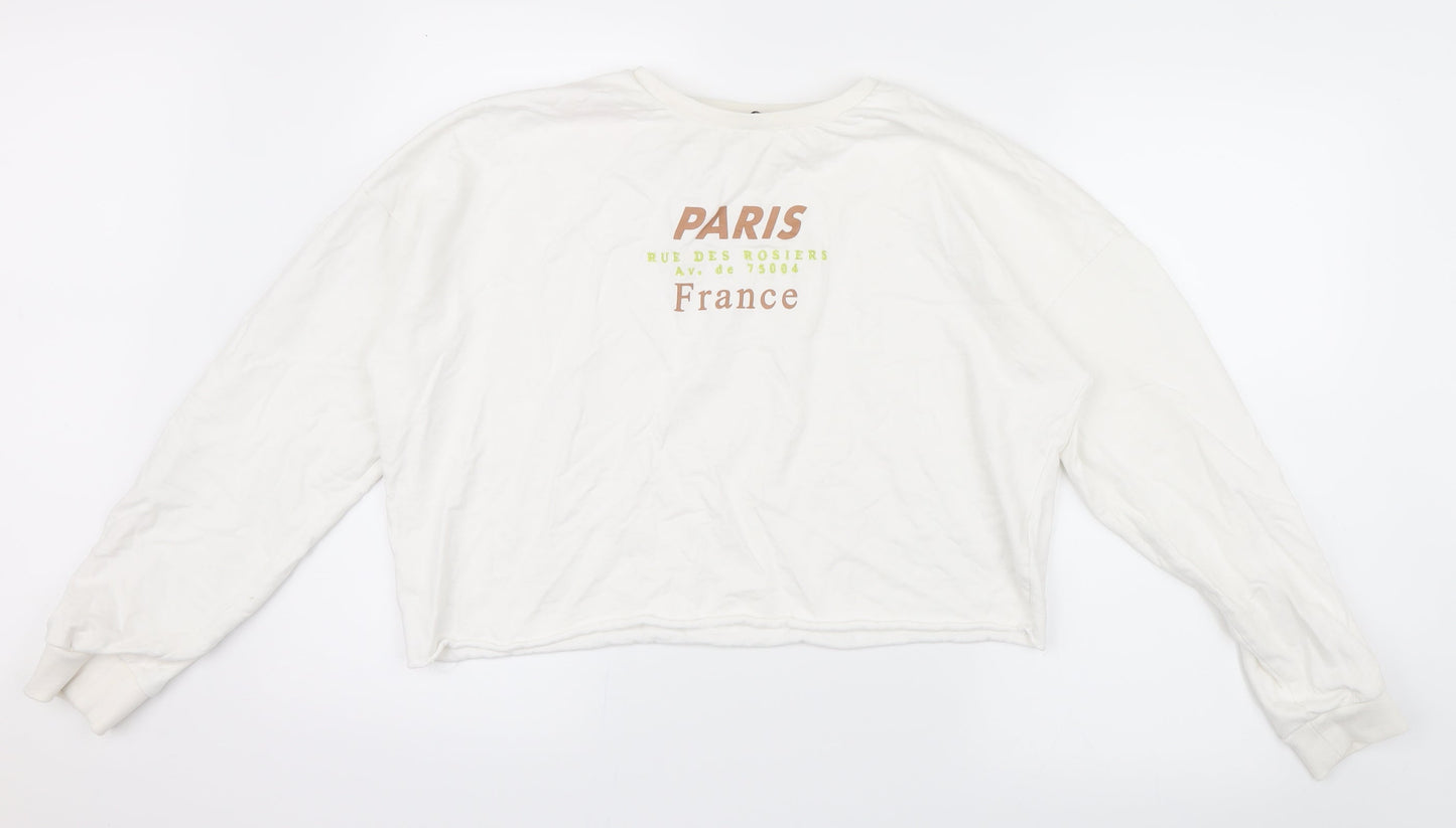 Boohoo Womens White  Knit Pullover Jumper Size XL  - Cropped