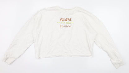 Boohoo Womens White  Knit Pullover Jumper Size XL  - Cropped