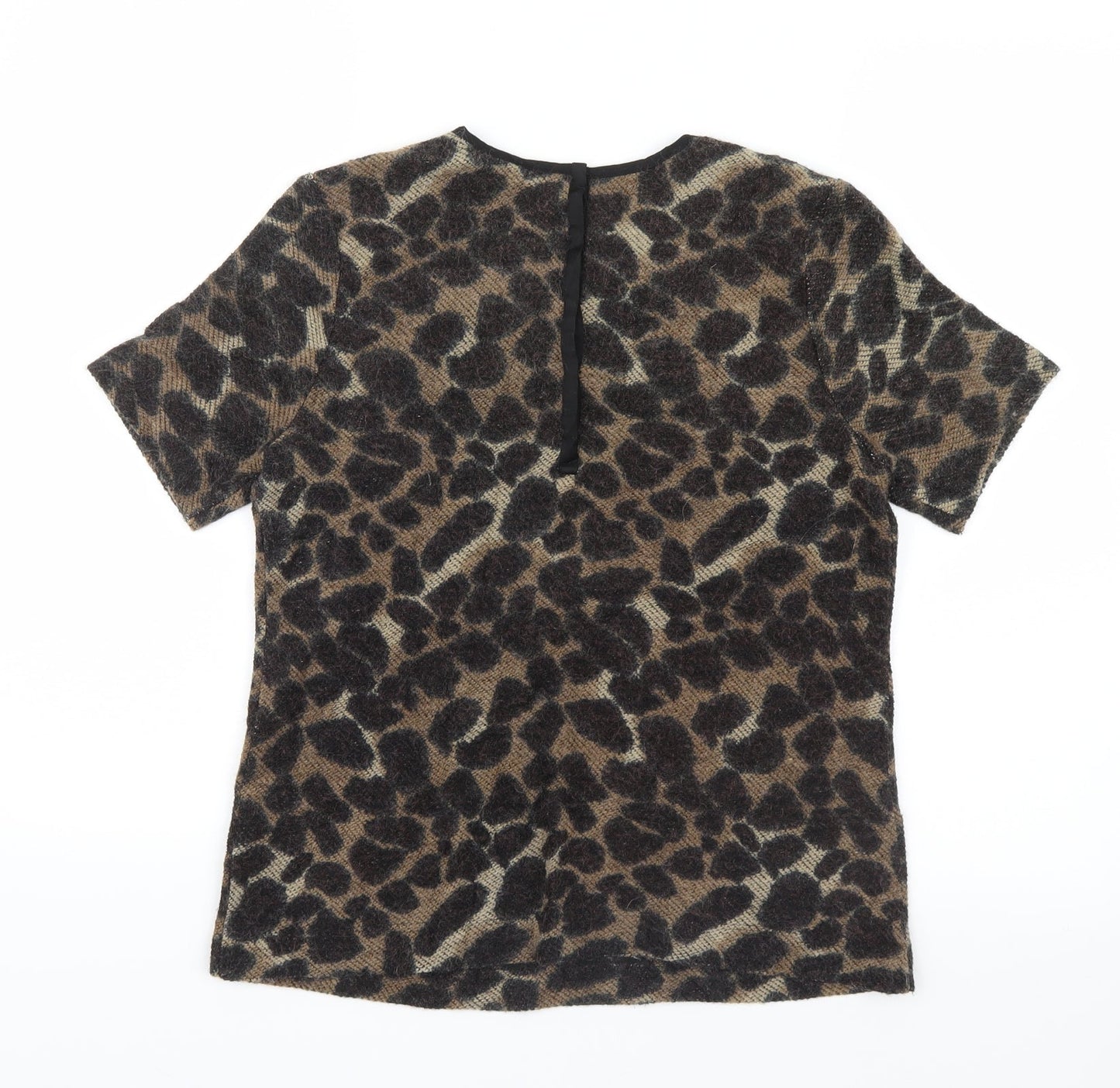 Womens UK Size 10 Warehouse Brown Basic T-Shirt