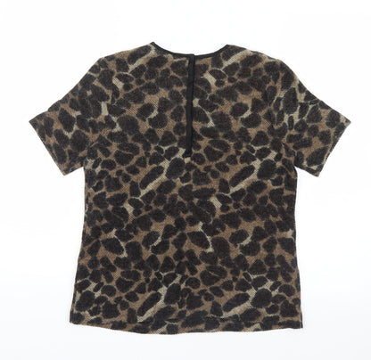 Womens UK Size 10 Warehouse Brown Basic T-Shirt