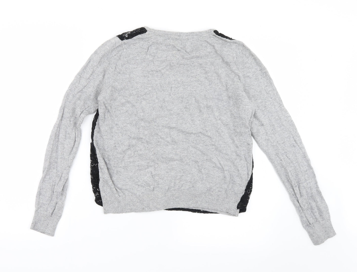 Topshop Womens Grey  Knit Pullover Jumper Size 10  - Lace Detail