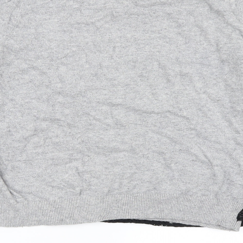 Topshop Womens Grey  Knit Pullover Jumper Size 10  - Lace Detail