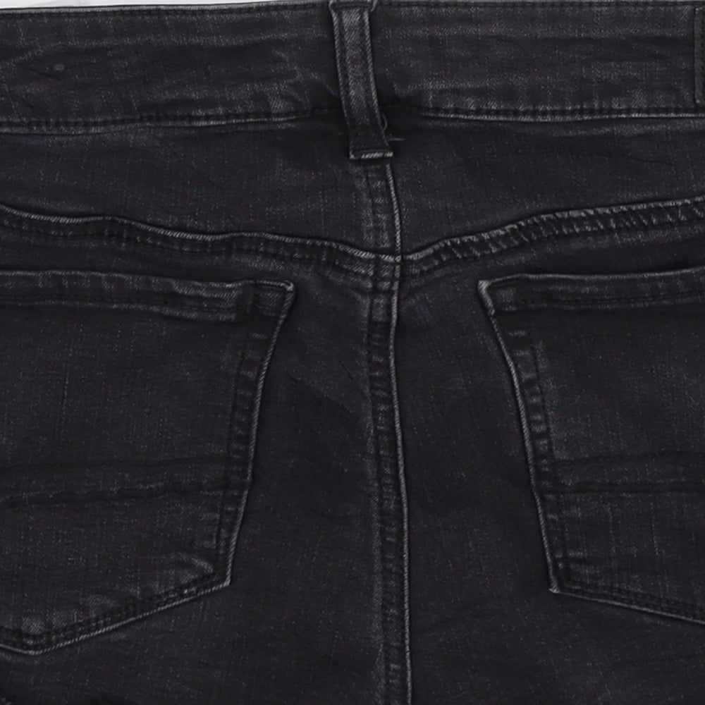 American Eagle Outfitters Womens Black  Denim Hot Pants Shorts Size 6 - Distressed