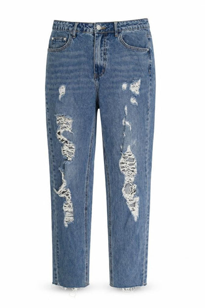 Womens UK Size 10 Riot Regular Fit Mom Blue Jeans
