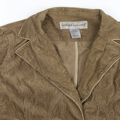 Warehouse Womens Beige  Corduroy Jacket Blazer Size 8