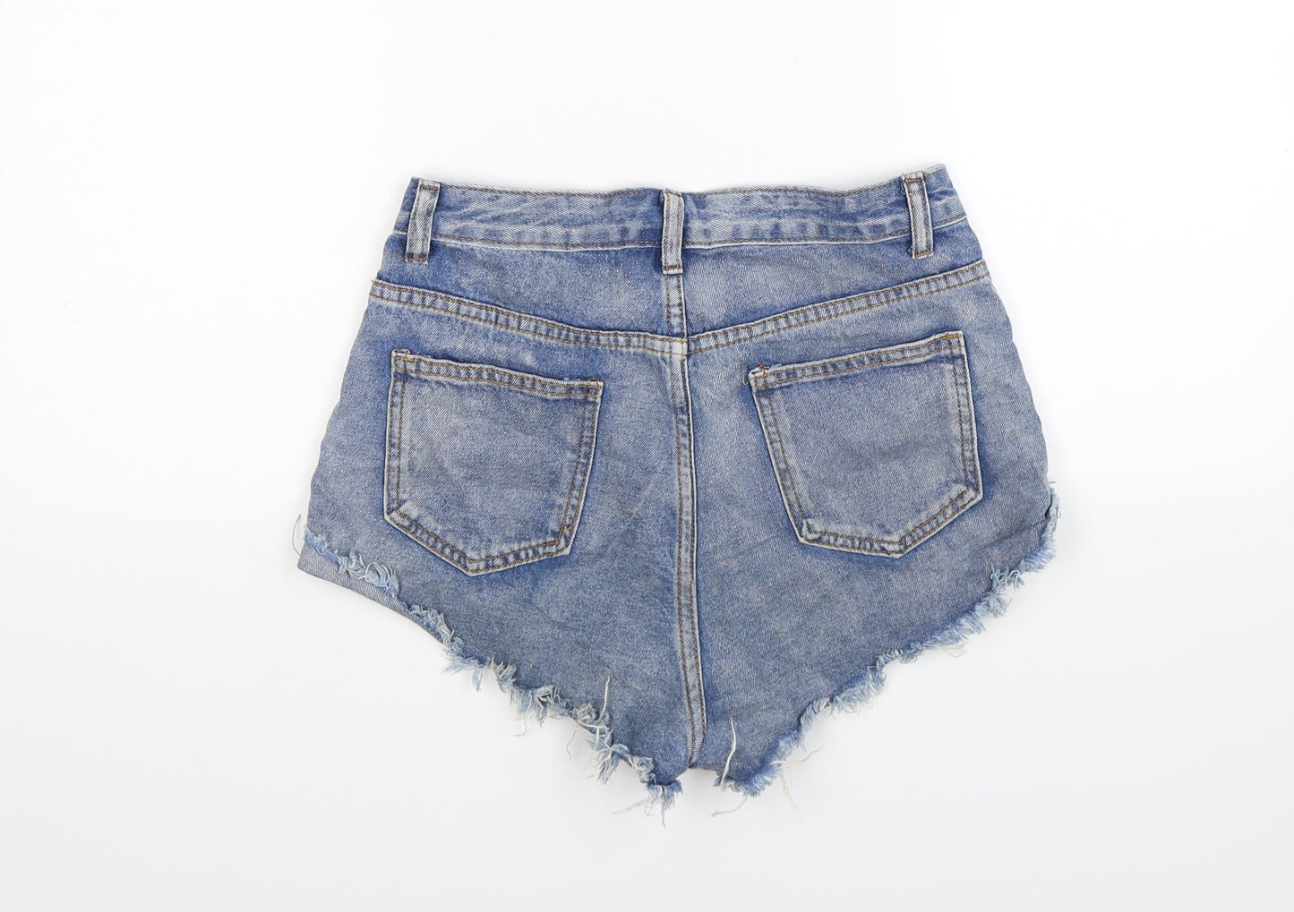 SheIn Womens Blue  Denim Hot Pants Shorts Size XS - Distressed