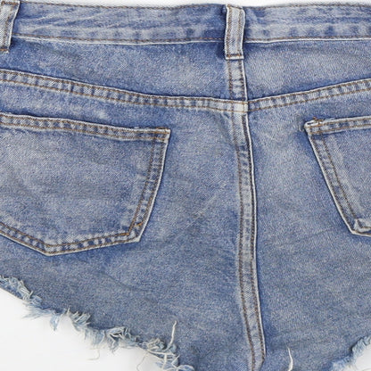 SheIn Womens Blue  Denim Hot Pants Shorts Size XS - Distressed