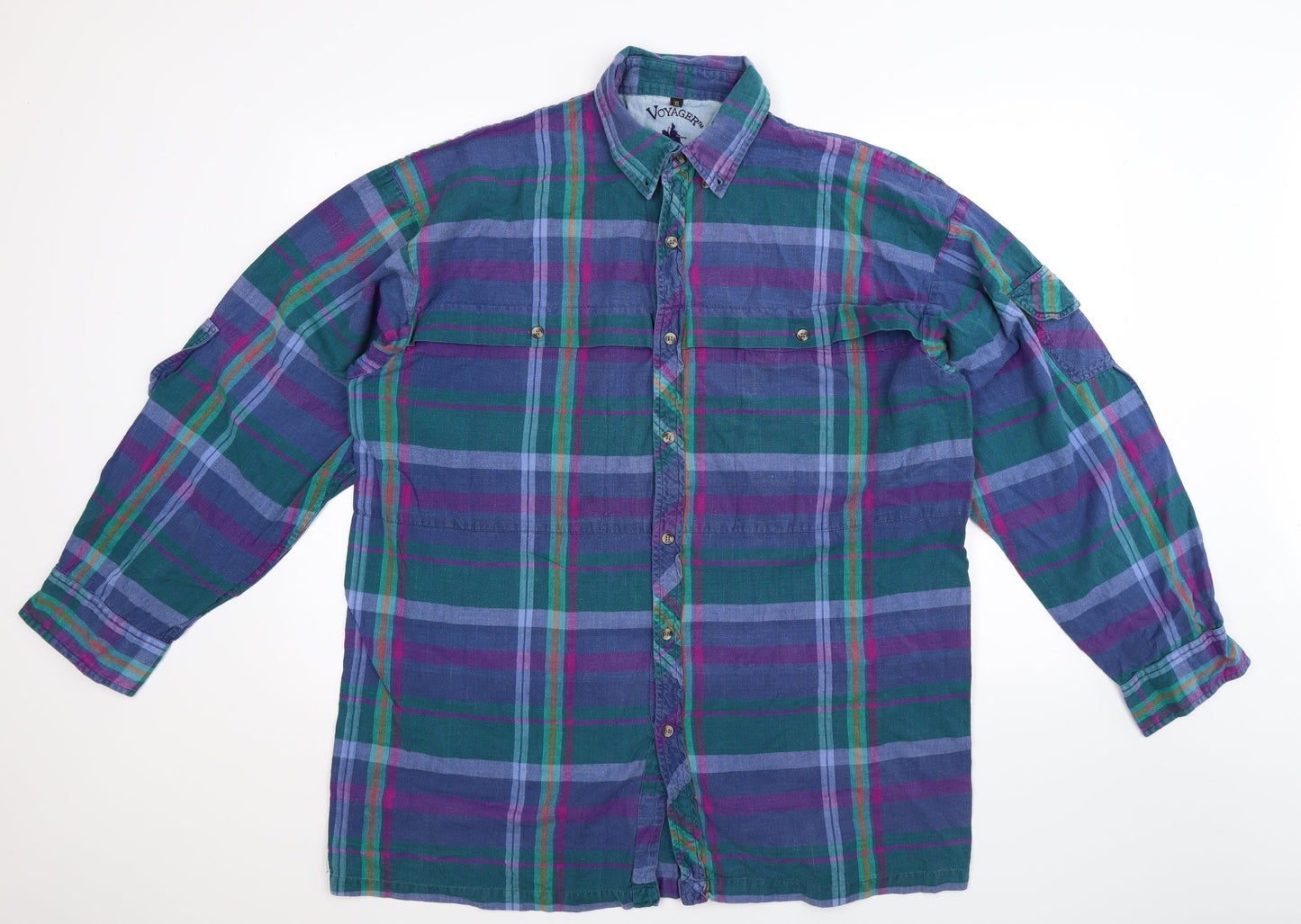 Voyager Mens Multicoloured Check   Button-Up Size XL