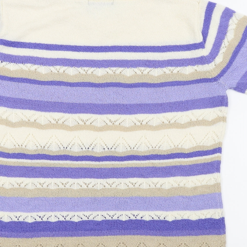 Womens UK Size S Bon Marché Blue Basic T-Shirt