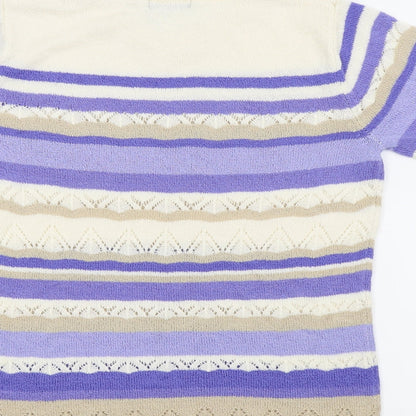 Womens UK Size S Bon Marché Blue Basic T-Shirt