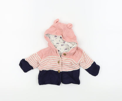 Mothercare Girls Pink   Jacket Coatigan Size 0-3 Months
