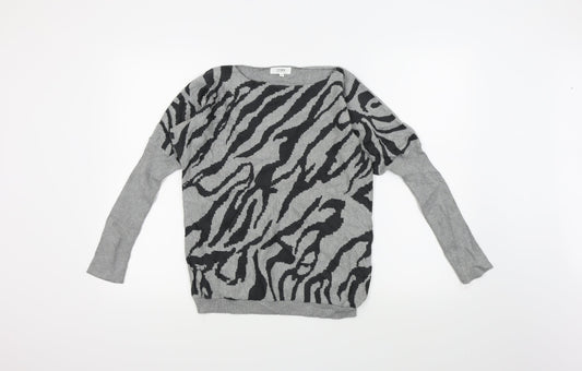 Linea Womens Grey Animal Print  Pullover Jumper Size S