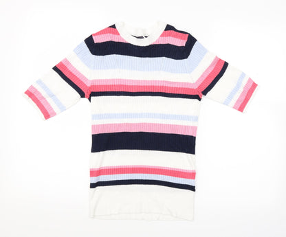 Marks and Spencer Womens Pink Striped Knit Pullover Jumper Size 10