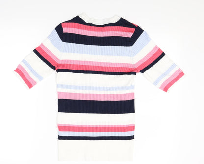 Marks and Spencer Womens Pink Striped Knit Pullover Jumper Size 10