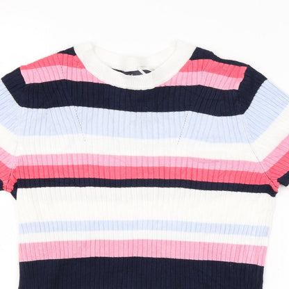 Marks and Spencer Womens Pink Striped Knit Pullover Jumper Size 10