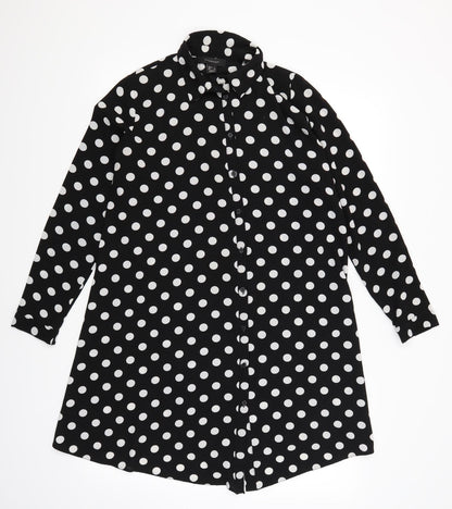 Atmosphere Womens Black Polka Dot  Basic Button-Up Size 8  - Oversized Sheer