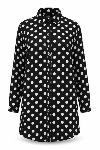Atmosphere Womens Black Polka Dot  Basic Button-Up Size 8  - Oversized Sheer