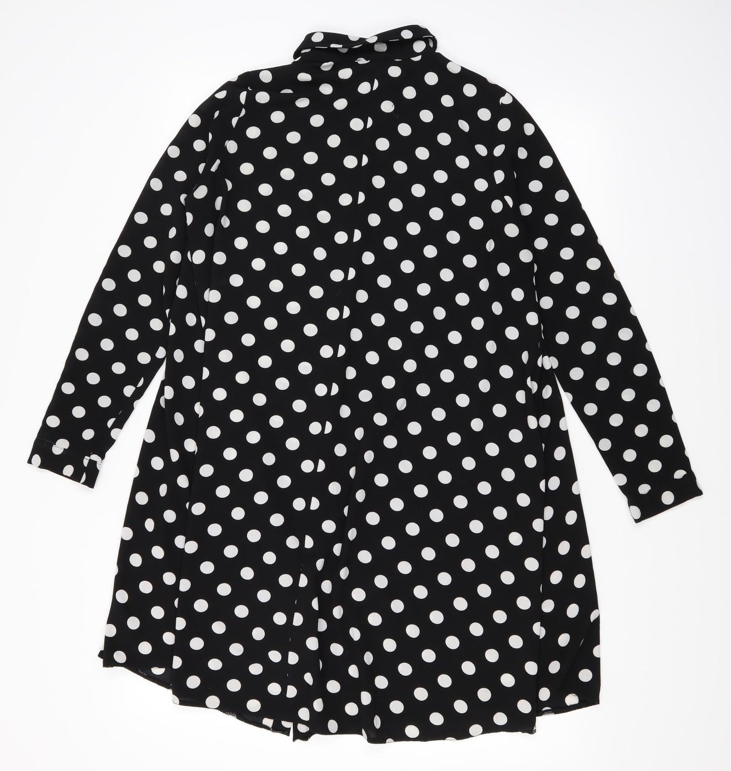 Atmosphere Womens Black Polka Dot  Basic Button-Up Size 8  - Oversized Sheer