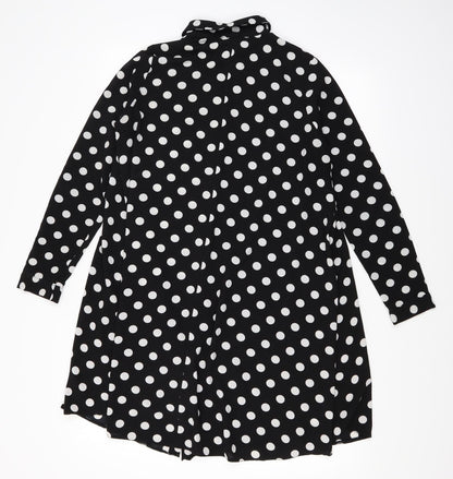 Atmosphere Womens Black Polka Dot  Basic Button-Up Size 8  - Oversized Sheer