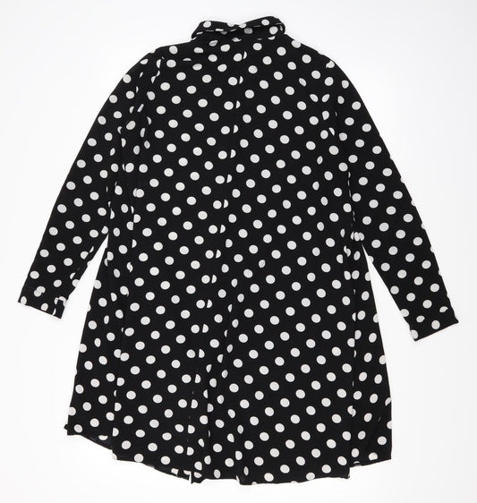 Atmosphere Womens Black Polka Dot  Basic Button-Up Size 8  - Oversized Sheer