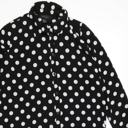 Atmosphere Womens Black Polka Dot  Basic Button-Up Size 8  - Oversized Sheer