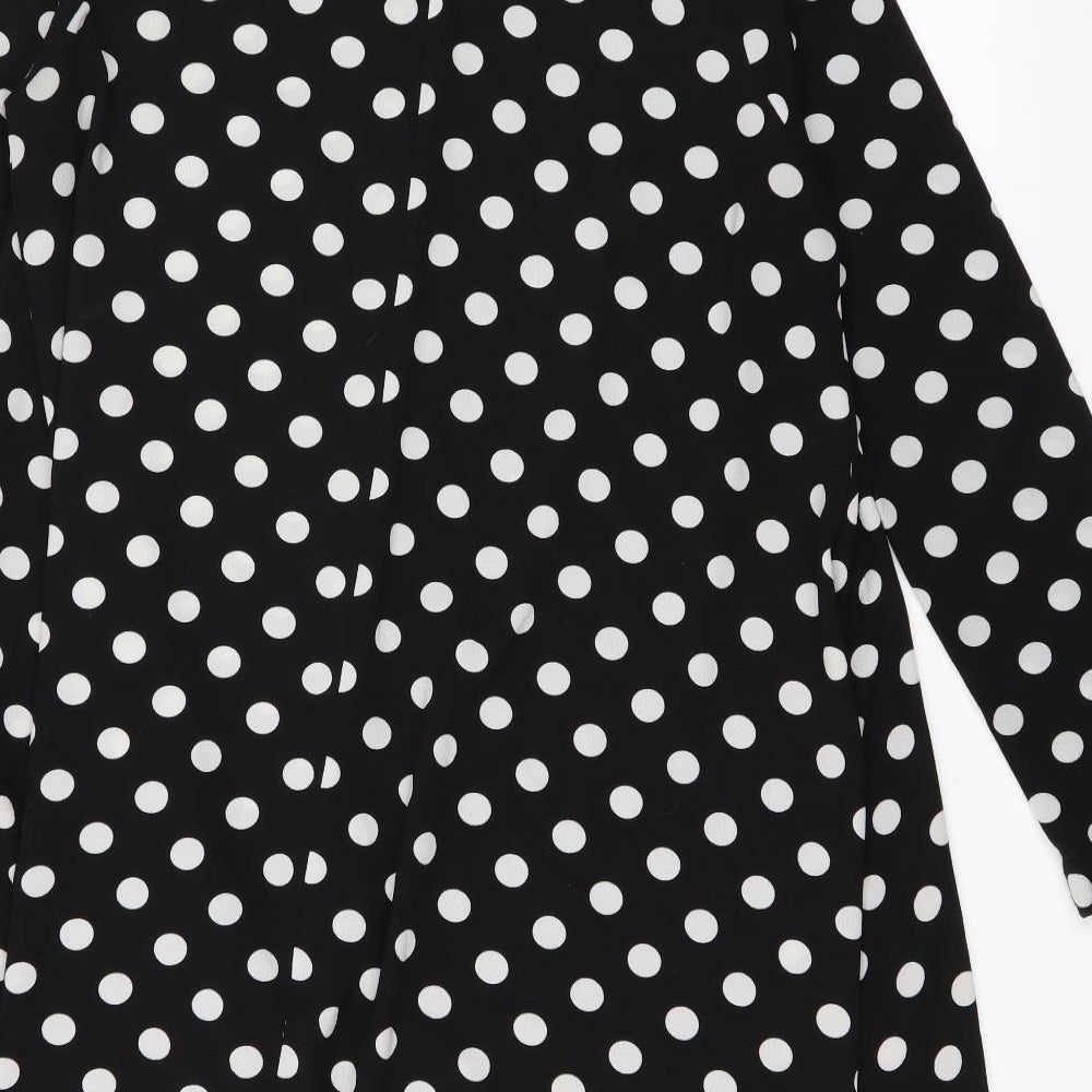 Atmosphere Womens Black Polka Dot  Basic Button-Up Size 8  - Oversized Sheer
